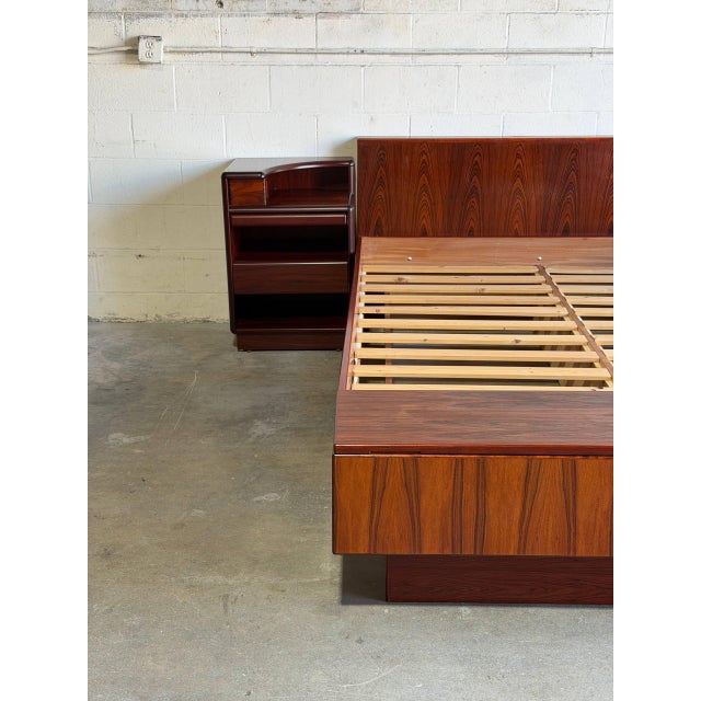Skovby Queen Platform Bed Frame With Integrated Nightstands Rosewood Denmark 1970s For Sale - Image 12 of 15
