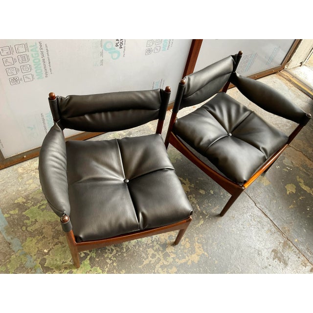 Set of 2 Kristian Solmer Vedel “Modus” Settee, Tropical Wood & Leather, 1963 For Sale - Image 9 of 12