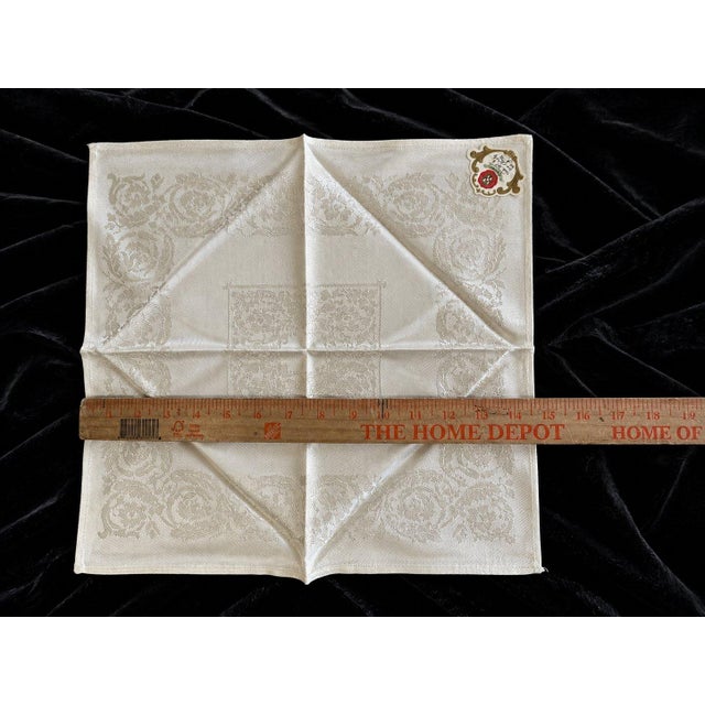 Victorian Vintage Irish Cotton Damask Napkins Elegant Floral Design - Set of 6 For Sale - Image 3 of 4