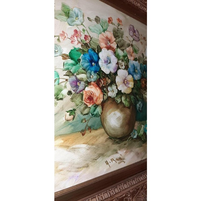 Alfonse Renè, Flowers, 1980, Oil on Canvas For Sale - Image 3 of 18