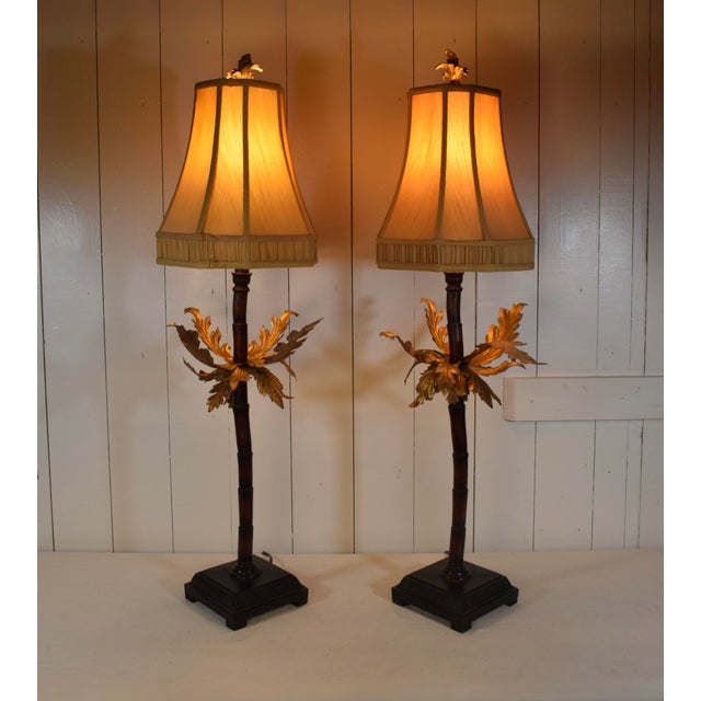 Maitland - Smith Vintage Maitland Smith Palm Tree Table Lamps, Gold Gilt, 1990s For Sale - Image 4 of 10