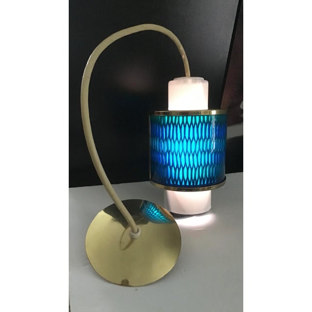 Metal Mid Century Modern Moe Honeycomb Pendent Light / Blue For Sale - Image 7 of 11