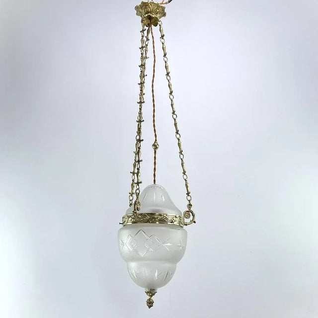 Art Nouveau Ceiling Lamp in Bronze, 1900s For Sale - Image 3 of 12