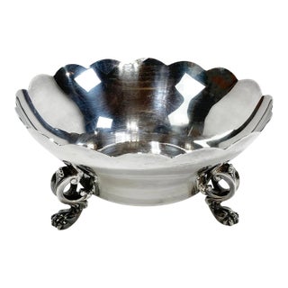 Vintage Silver Footed Reed and Barton Scalloped Bowl For Sale