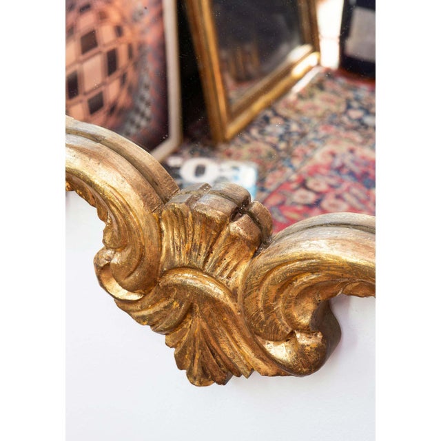 French Baroque Style Gold Leaf Gilt Wood Mirror, 1950s For Sale - Image 6 of 9