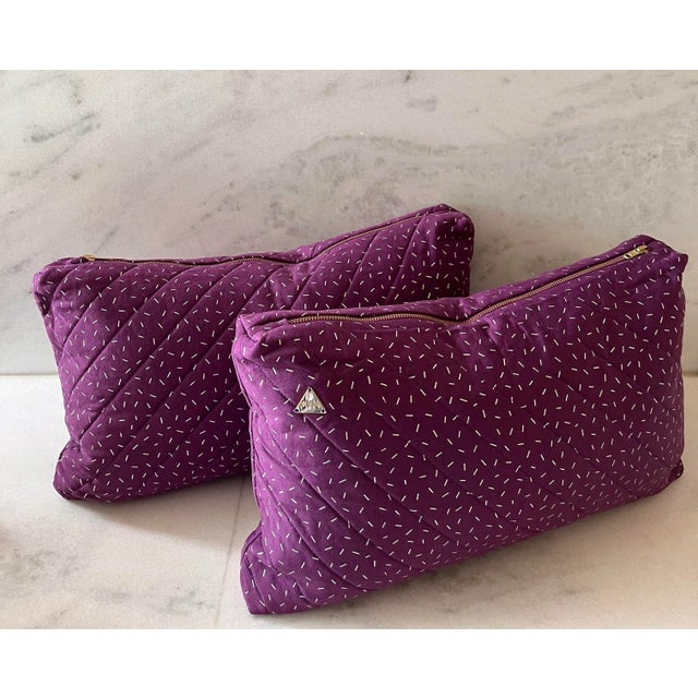 Early 21st Century Pair of Purple Vintage Fabric Lumbar Pillow Covers For Sale - Image 5 of 10