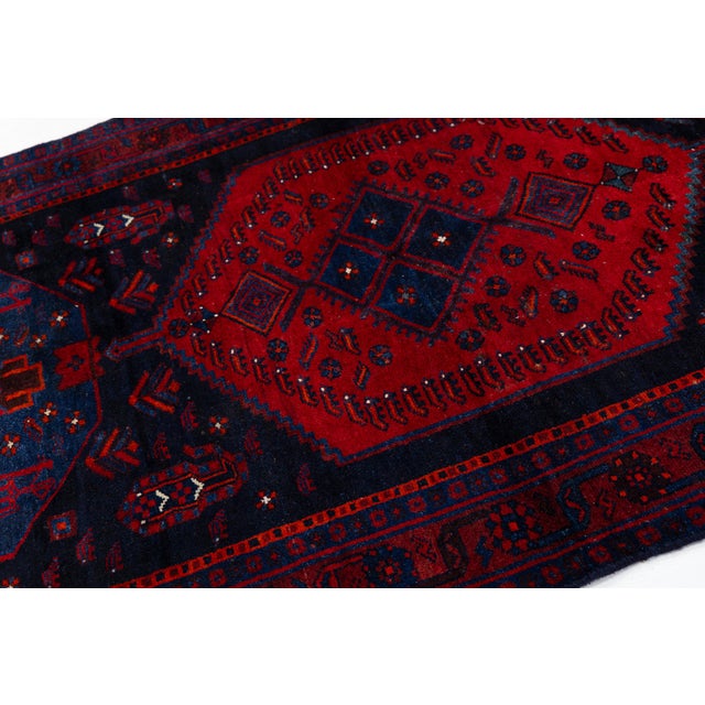 1950s Mid-Century Hand-Knotted Vintage Kurdish Wool Runner Rug With Tribal Geometric Medallions For Sale - Image 5 of 9