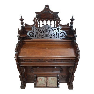 Neo-Gothic Art Harmonium in Carved Walnut For Sale