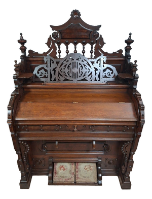 Neo-Gothic Art Harmonium in Carved Walnut