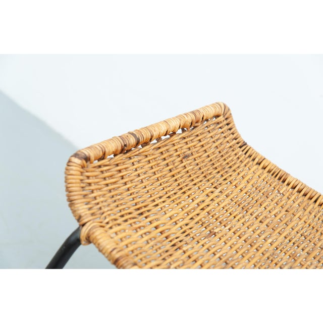 Wood Rattan Stool attributed to Gian Franco Legler, 1950s For Sale - Image 7 of 10