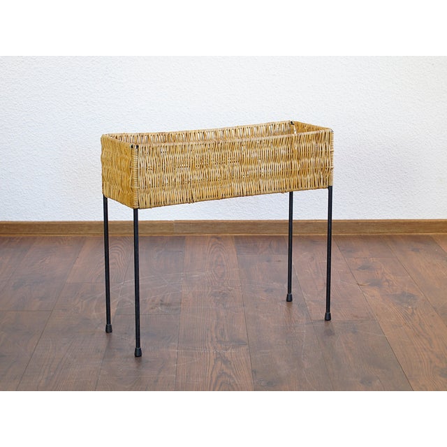 Wood Metal Frame Flower Bench with Rattan Weave by Carl Auböck, 1950s For Sale - Image 7 of 11