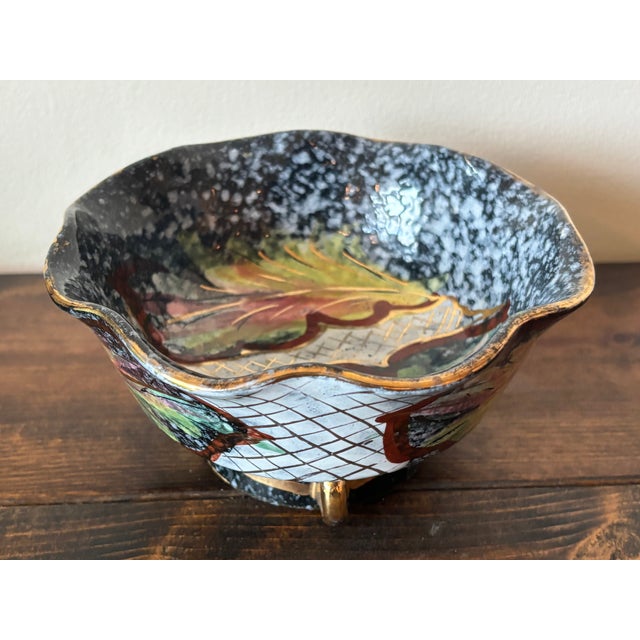 Mid 20th Century Mid 20th Century Italian Hand Painted Glossy Dish With Florals For Sale - Image 5 of 8