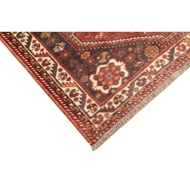 Vintage Hand-Knotted Persian Qashqai Rug 3'8" X 4'9" For Sale - Image 11 of 18