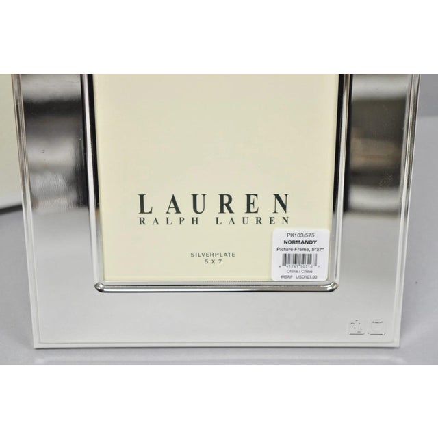 Silver Late 20th Century Lauren Ralph Lauren Silver Plated Normandy Modern 5x7 Photo Picture Frame For Sale - Image 8 of 15
