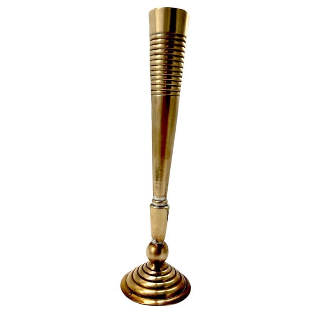1940s Laslo for Towle Brass Candelstick Holder For Sale - Image 4 of 5