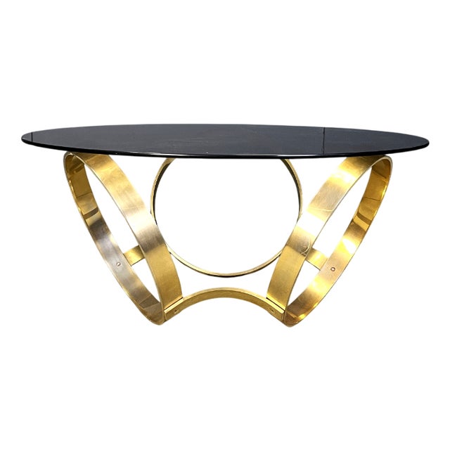 Vintage Brass Coffee Table attributed to Knut Hesterberg, 1970s For Sale