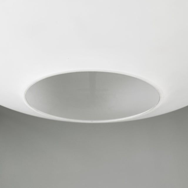 Italian Pendant Lamp in Opaline Glass, Brass and Black Metal, 1950s For Sale - Image 6 of 16