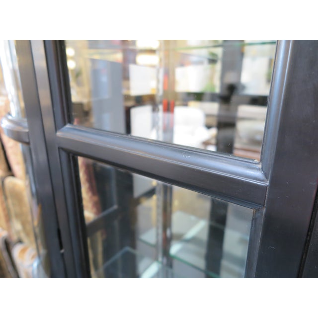 Mid-Century Modern 1950s Black Lacquer Mid-Century French Vitrine in the Style of Joseph Hoffman For Sale - Image 3 of 5