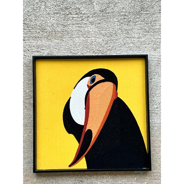 Vintage Framed Toucan Textile Art For Sale - Image 12 of 12