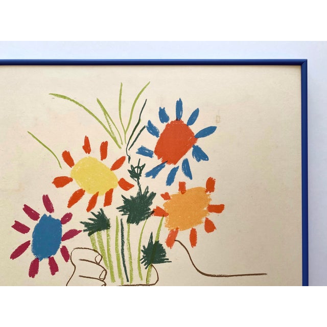 Pablo Picasso Vintage 1958 Mid Century Modern Lithograph Print " Bouquet of Peace " Framed Paix Stockholm Poster For Sale - Image 10 of 15