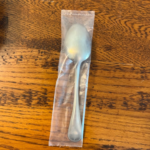 1990s Christofle Perles Solid Sterling Silver Standard Teaspoon .925 For Sale - Image 11 of 12