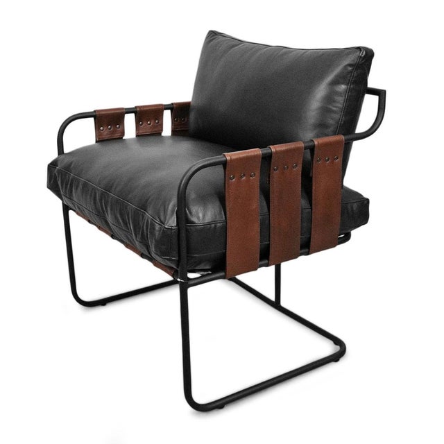 Leather Strap Easy Chair For Sale In Los Angeles - Image 6 of 9