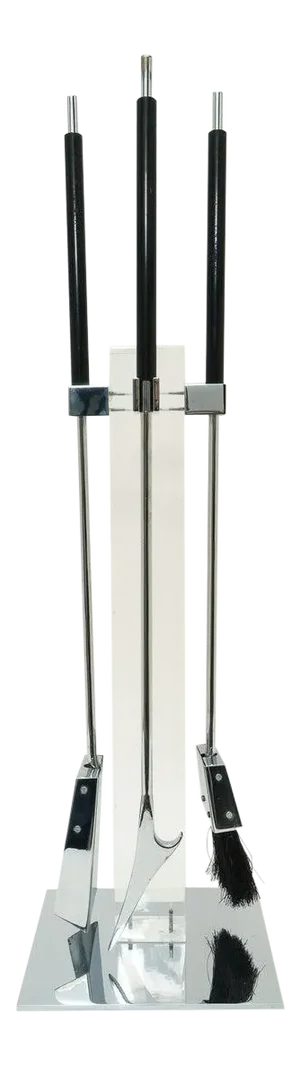 Danny Alessandro Fireplace Tools in Polished Chrome and Lucite