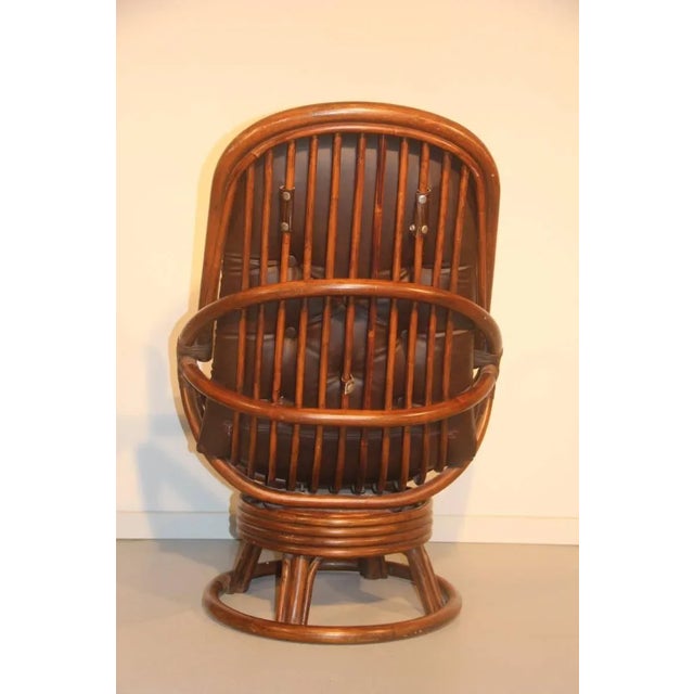 Rattan & Leather Swivel Lounge Chairs, 1960s, Set of 2 Chairish