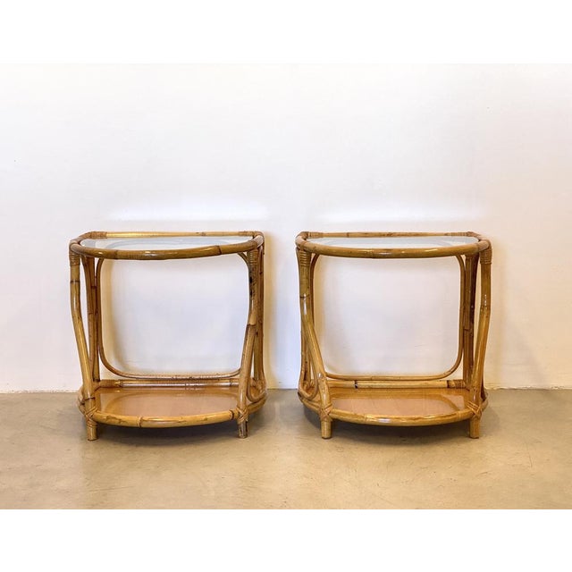 Mid-Century Modern Bamboo Bedside Tables, 1970s, Set of 2 For Sale - Image 3 of 10