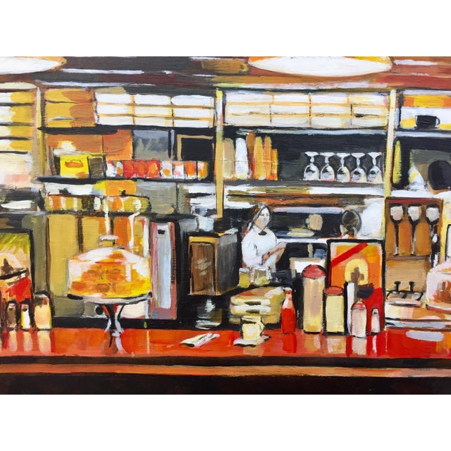 American Diner Still Life Painting by Leading British Urban Landscape Artist For Sale - Image 6 of 13