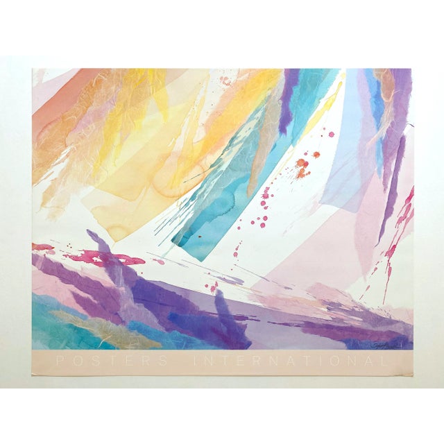 This vintage 1980's rare Post Modern lithograph print Abstract Expressionist poster " Howell's Celebration Right " is a...