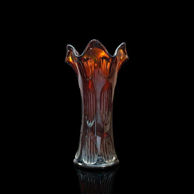 Mid 20th Century Circa 1940 Small Vintage Decorative English Carnival Glass Flower Vase For Sale - Image 5 of 13