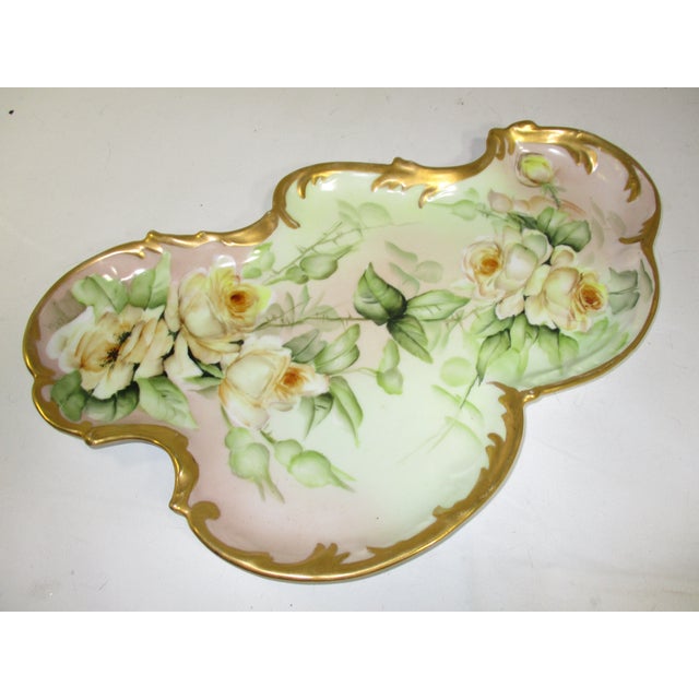 Art Nouveau Antique Hand Painted Limoges Franch Porcelain Dresser Tray For Sale - Image 3 of 7