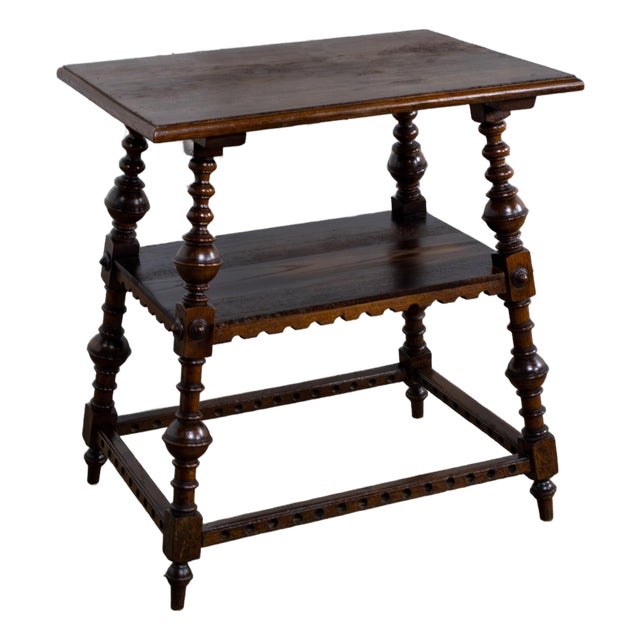 Late 19th to Early 20th Century Wilhelminian or Jacobean Revival Oak Side or Lamp Table With 2 Tier Design For Sale