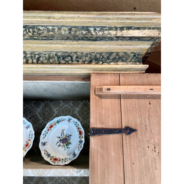 Antique Italian Renaissance Painted Marble Lacquer Wooden Cabinet, 1500s For Sale - Image 10 of 18