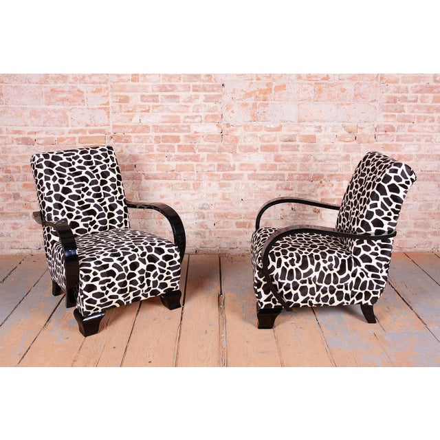 Black Art Deco Armchairs in Beech, Czech, 1920s, Set of 2 For Sale - Image 8 of 12