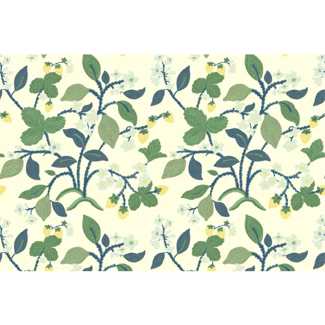 A 9.5" x 9.5" sample of Strawberry Hill Lemon Grove Yellow Care Instructions: Pure Solvants Dry Cleaning