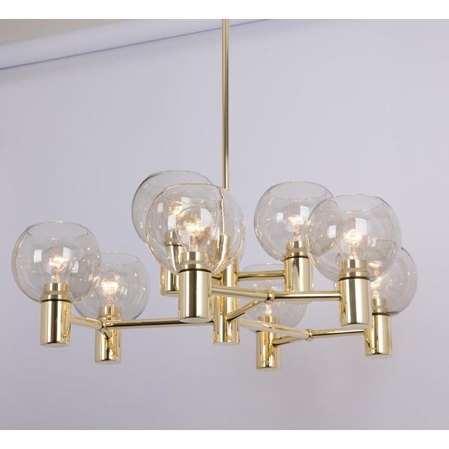 Large Vintage Brass Chandelier, Germany, 1960s For Sale - Image 9 of 13