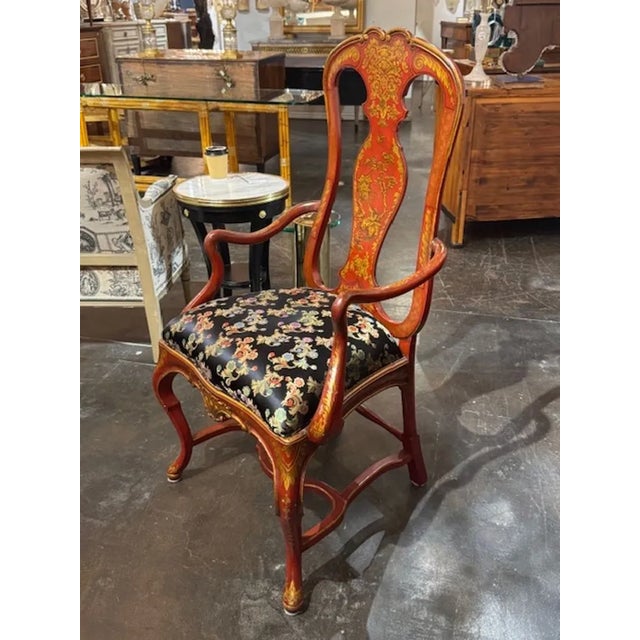 The 19th Century English Queen Anne Chinoiserie Armchair is a luxurious and elegant piece of furniture. This armchair...