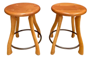 Pair of Bradford Woodworking Ax Handle Dining Stools