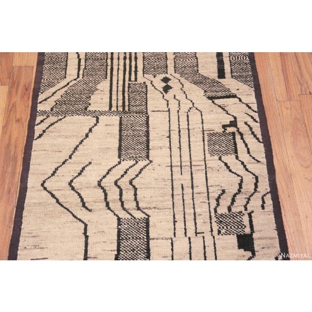 2020s Tribal Primitive Cream and Charcoal Color Modern Hallway Runner Rug For Sale - Image 5 of 7