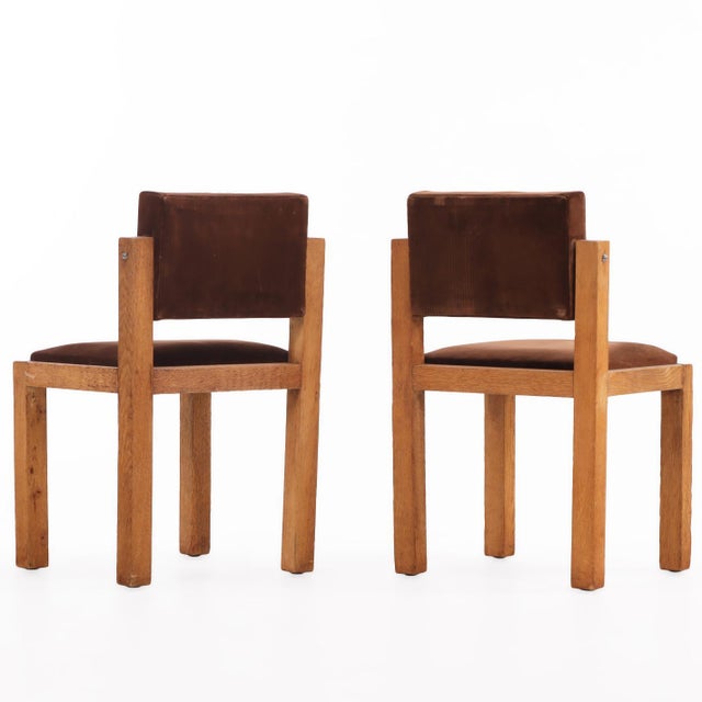 1960s Pair of French Brutalist Oak Side Chairs With Adjustable Tilting Backs, C 1960 For Sale - Image 5 of 8