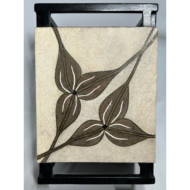 R & Y Augousti 1990s Vintage R. & Y. Augousti Integrated Metal & Tessellated Shagreen Leaf Waste Bin - 1 Piece For Sale - Image 4 of 7