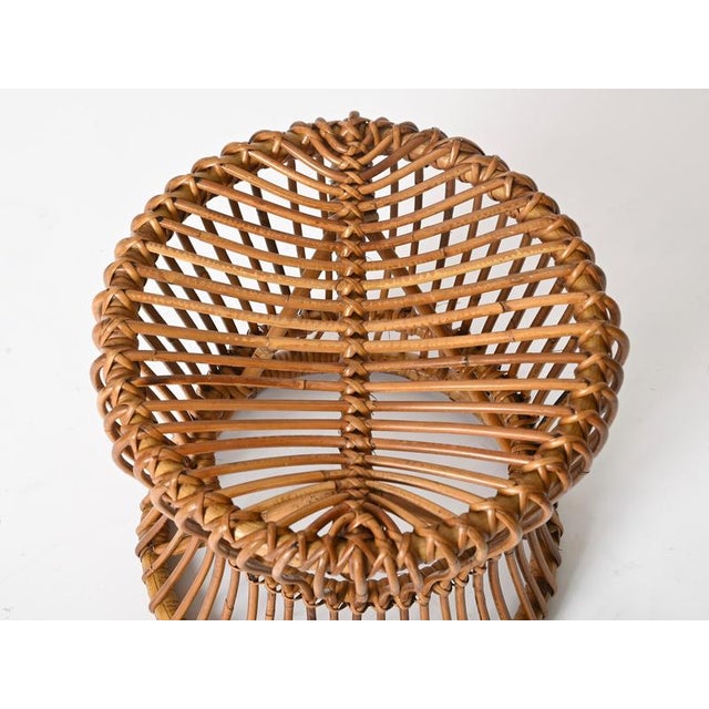 Franco Albini Ottoman in Curved Rattan and Woven Wicker by Franco Albini, Italy, 1960s For Sale - Image 4 of 14