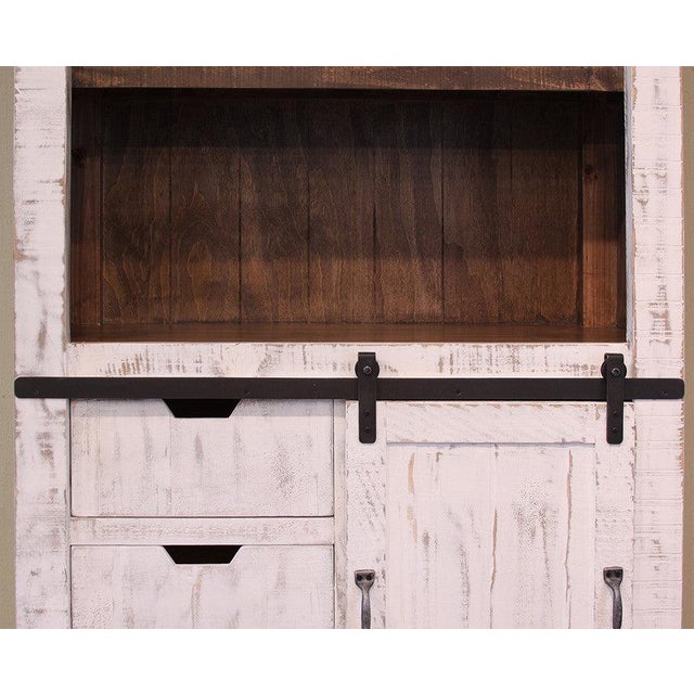 Industrial Greenview Sliding Door Bookcase - Distressed White For Sale - Image 3 of 4