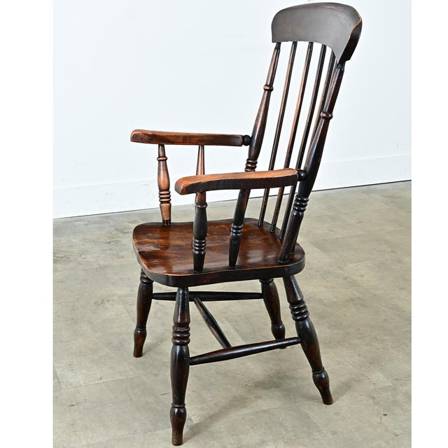 English 19th Century Carved Elm Windsor Chair For Sale - Image 11 of 12