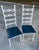 Pair of 1970s Italian Style White Metal Chairs With Navy Blue Leather Cushions For Sale - Image 4 of 8