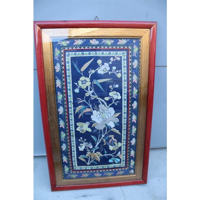 Ornamental Silk Embroidered Painting, China, 1950s For Sale - Image 9 of 10