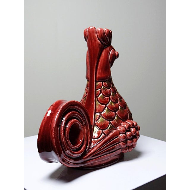 1940s Glazed Ceramic Rooster Candlesticks by A.G Roger, 1940s, Set of 2 For Sale - Image 5 of 18