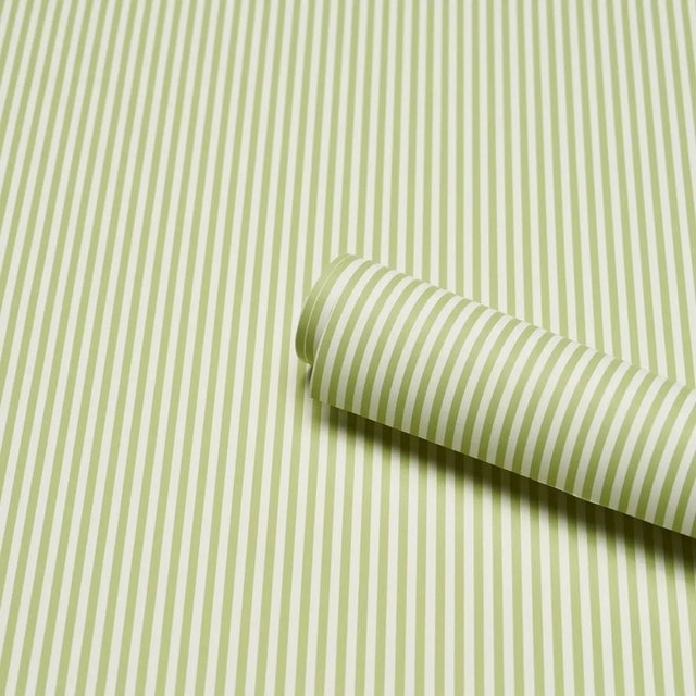Contemporary SAMPLE - Schumacher Emma Stripe Narrow Wallpaper In Leaf For Sale - Image 3 of 4
